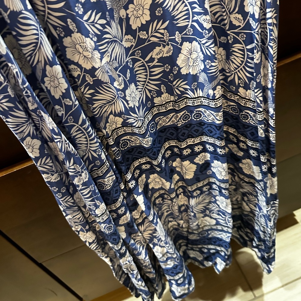 💙SHEIN NEW!! BOHO BLUE SND WHITE SPAGHETTI STRAP FLOWY MAXI SUMMER DRESS - Picture 10 of 11